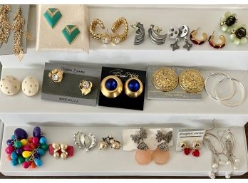 Vintage Costume Jewelry Post And Clip Earring Lot - Birch Hill - No Boundaries - Designer Series And More