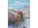 1950 J. Warren Autumn Mountain Landscape Print In Frame