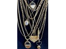 Collection Of Vintage Gold Tone Chain And Pendent Necklaces Napier, Monet, And More - (1) Sterling Silver