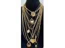 Collection Of Vintage Gold Tone Chain And Pendent Necklaces Napier, Monet, And More - (1) Sterling Silver