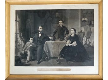Antique Lincoln And His Family Print In Frame