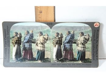 Stereoview - Hand Colored - Native Ladies Of New Zealand Smoking Pipes!