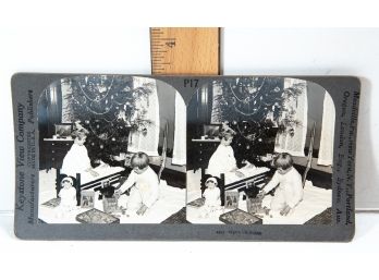 Christmas Stereoview - Merry Christmas With Betty And Billy