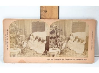 Stereoview - 'praying For Dad - Mom - And Santa'