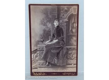 Victorian Cabinet Photo - Lady With Velvet Dress
