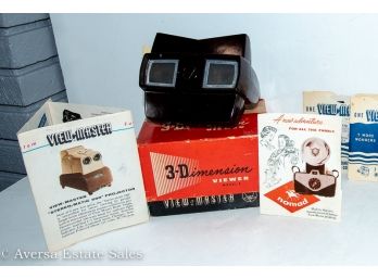 Vintage 1950s Viewmaster Viewer - W/ Original Box, Paperwork, And Five Viewmaster Reels - SHIPPING AVAILABLE