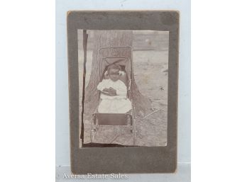 Antique Photo:  Young African American Girl Sitting In Stroller