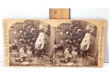 Christmas Stereoview - 'Much Oblige Santa Claus'