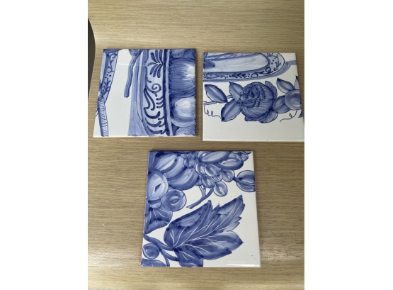 Two Dozen Assorted Blue And White Portuguese Tiles