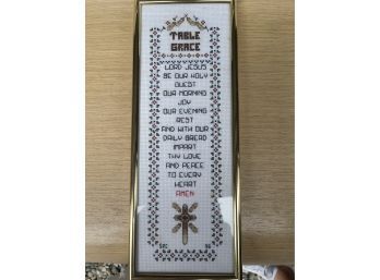 'Table Grace' Needlepoint Framed