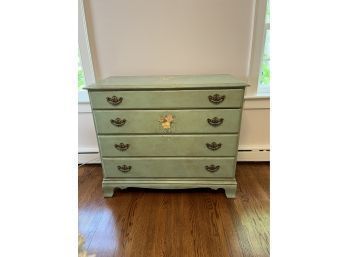 Charming Antique Painted Green Dresser With Flowers -sold Separate Matching Bed And Bedside Table In This Sale