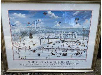 'The  Festive White House' Signed Print With Presidents Past & Present