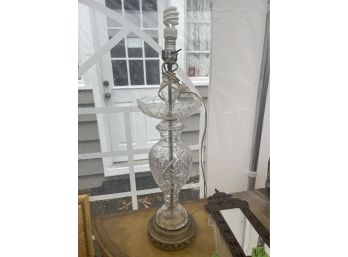 Chrystal Lamp With Brass Base Missing Hanging Crystal See Photo