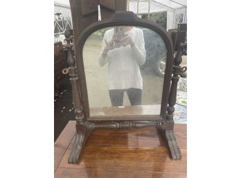 Antique Wood Mirror On Stand - Needs One Repair