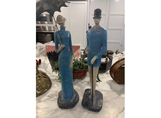 Stunning Blue Man And Woman Figurines