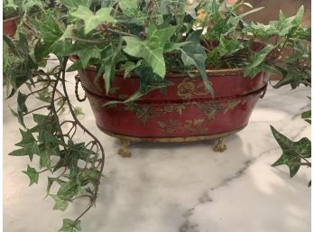 Two Red Toile Planters