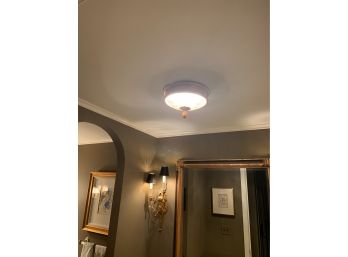 Sherle Wagner Gold Plate And Crystal Flush Ceiling Light