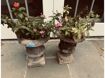 Beautiful Pair Of Antique Cast Stone Planters