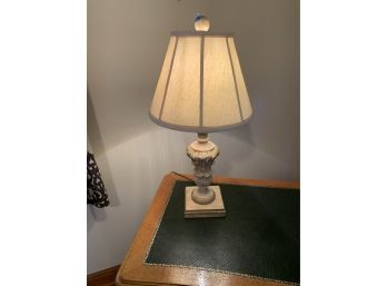 Beautiful Carved Wood Lamp On Square Base