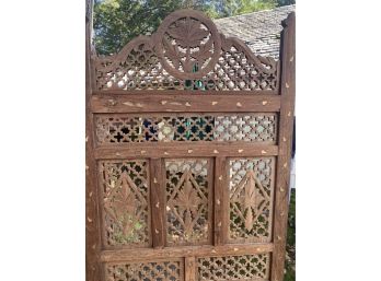 Ornate Wood Screen With Four Panels