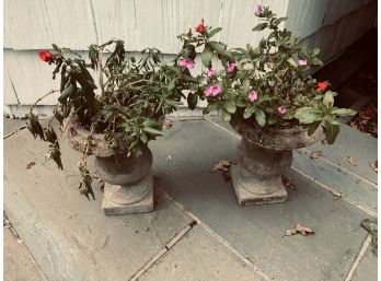 Pair Of Antique Cast Stone Planters (6 Pairs In Sale)