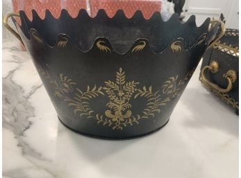 Black And Gold Metal Toile Cachepot