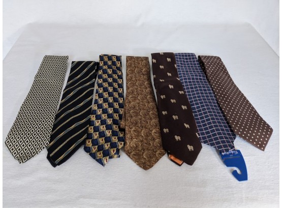 A Collection Of  Seven Top Designers Men's Silk Ties  Incl. Hugo Boss And Polo