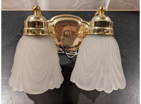 Stylish Lighting Wall Scone Fixture With Brass. Very Good Condition.