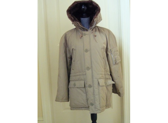 Men's Winter Jacket With Faux Fur Lining, Sz M
