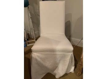 White Slipcovered Slipper Chair On Coasters