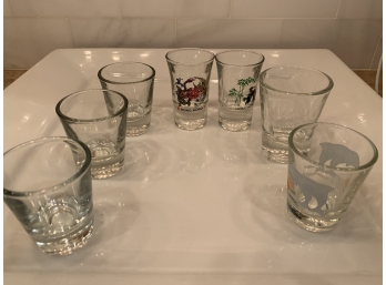 Lot Of 7 Glass Shot Glasses , Vodka Glasses, Votive Holders