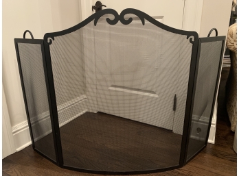 Beautiful Curved Wrought Iron  Scrollwork Fire Screen