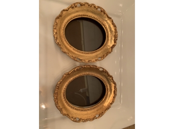 Pair Of Lovely Small Bronze Oval Picture Frames Made In Italy Brand New