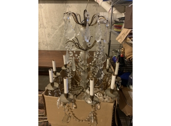 Large Brass And Crystal Chandelier