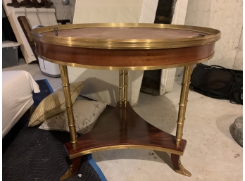 Round Mahogany And Brass Side Table