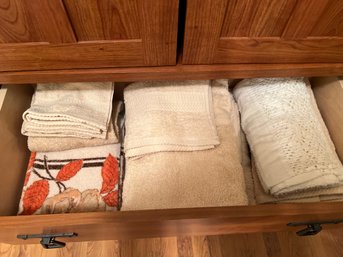 Drawer Full Of Cream Colored Towels