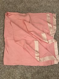 Vintage Pink Thermal Blanket With Light Pink Satin Trim