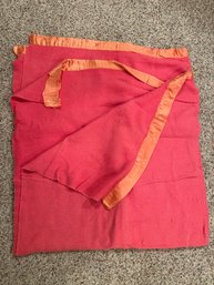 Vintage Pink Thermal Blanket With Orange Satin Trim