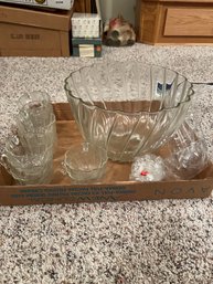 Glass Punch & 11 Glasses With Plastic Ladel