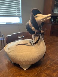 Decorative Ceramic Goose Figurine In Bonnet