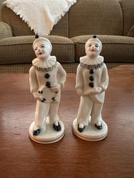 Vintage Moriyama White & Black Pierrot Clown Figurines