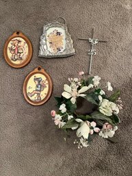 Pressed Western Wildflowers In Frame With Other Plaque Decor