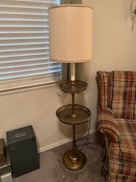 French Victorian Two Tier Brass Standing Lamp