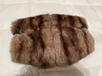 Vintage Fur Hand Warmer With Satin Lining