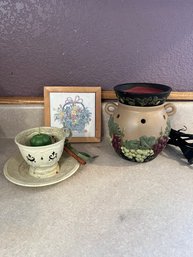 Was Warmer, Teacup Candle Holder And Decorative Tile