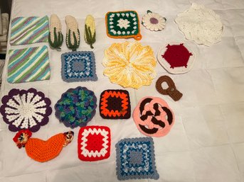 Adorable Crochet Lot Of Mostly Pot Holders