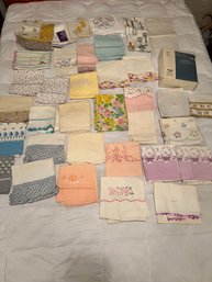 Vintage Pillowcase Lot With Crochet And Embroidery Detail