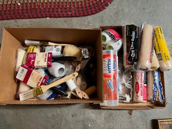 Box Of NEW Paint Rollers And Paint Brushes