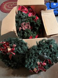 Box Full Of Faux Christmas Wreaths