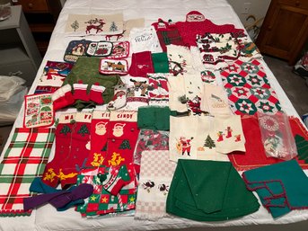 Lot Of Christmas Stockings And Tea Towels
